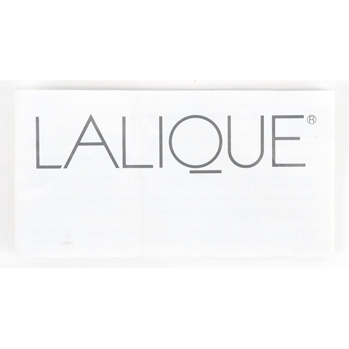  Two Lalique pink frosted glass mice, each etched Lalique France, numbered P062269 G49 and P062268 H2... 