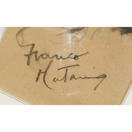 2257 - Franco Matania - Full length portrait of a seated lady with a tambourine, 20th century continental s... 