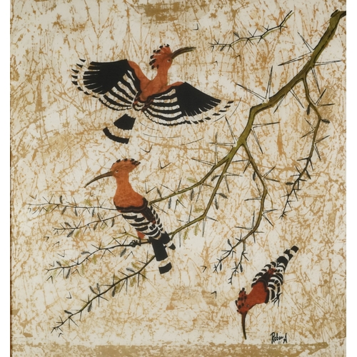2256A - Robin A - Birds of Paradise, 20th century British school signed print on silk, edition 133/300, fram... 