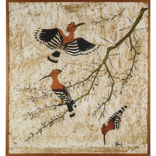 2256A - Robin A - Birds of Paradise, 20th century British school signed print on silk, edition 133/300, fram... 