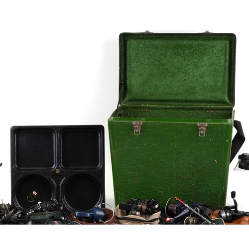  A large collection of vintage and later freshwater fishing rods and tackle including Vortex, Kevin A... 