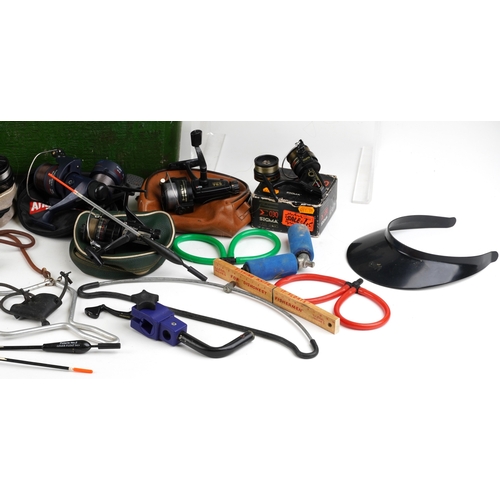  A large collection of vintage and later freshwater fishing rods and tackle including Vortex, Kevin A... 