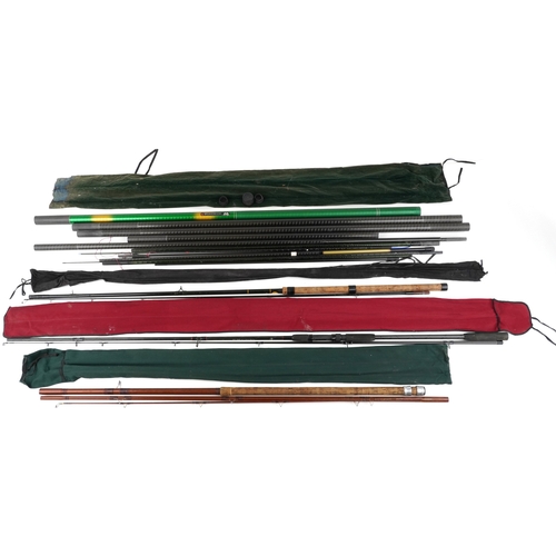  A large collection of vintage and later freshwater fishing rods and tackle including Vortex, Kevin A... 