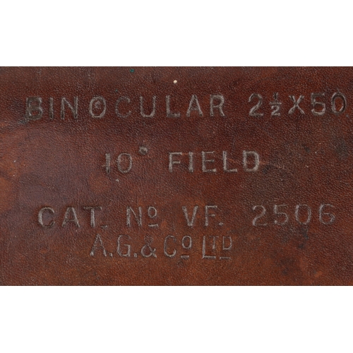 2800 - A pair of early 20th century brass binoculars, possibly military, bearing reference number GB/338, 1... 