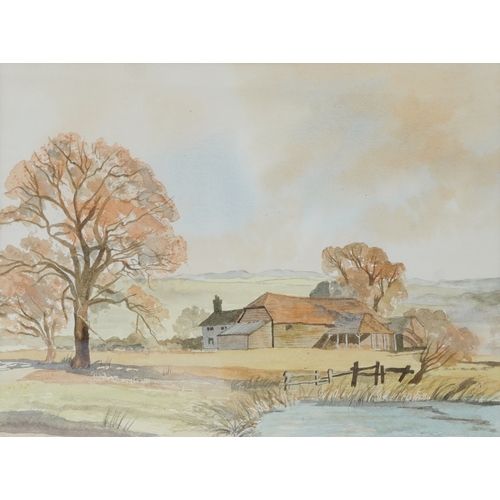 2264 - A collection of artwork including a watercolour of farm buildings, Vanity Fair prints and a comical ... 