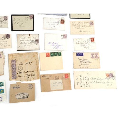 1250 - A large quantity of British imperf Penny Reds on cover including blue papered examples, many with se... 