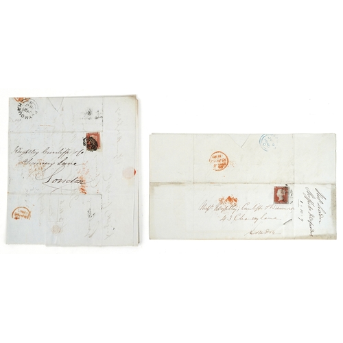 1250 - A large quantity of British imperf Penny Reds on cover including blue papered examples, many with se... 