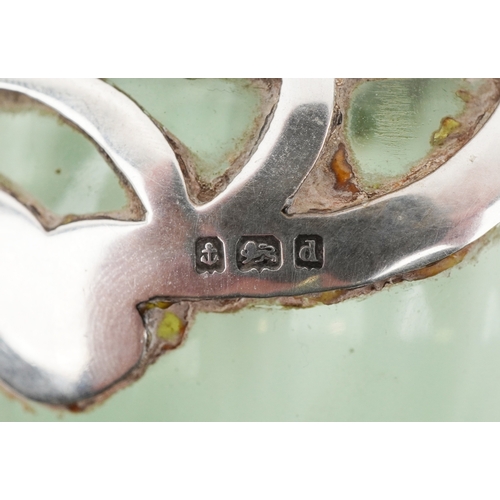 27 - An early 20th century Art Nouveau silver mounted and green glass twin handled vase, Birmingham 1903,... 