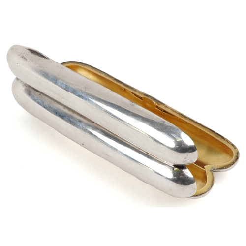 49 - Mappin & Webb, a late Victorian silver two section cigar case, Birmingham 1899, 13cm in length, 94.0... 