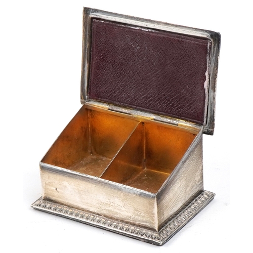 48 - An Edwardian silver double stamp box with gilt interior, indistinct maker's mark, London 1905, 6.2cm... 
