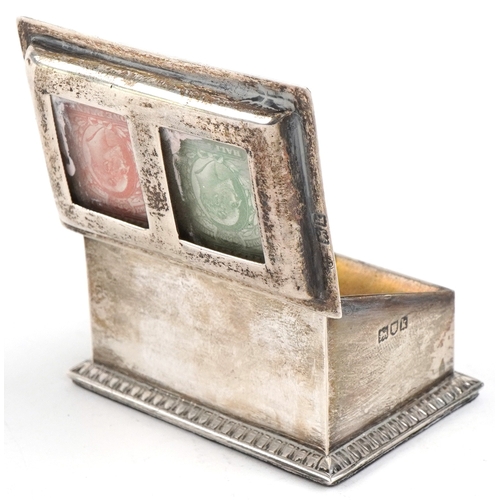 48 - An Edwardian silver double stamp box with gilt interior, indistinct maker's mark, London 1905, 6.2cm... 