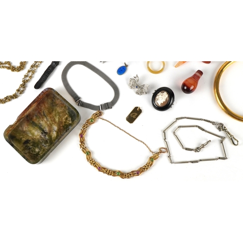 Antique and later jewellery, some silver, including seal fobs, agate ...