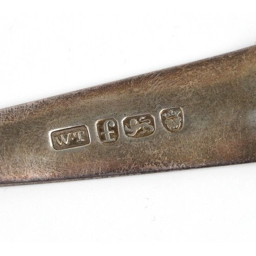 41 - A George IV silver basting spoon, WT maker's mark, London 1821, 30cm in length, 103.5g.