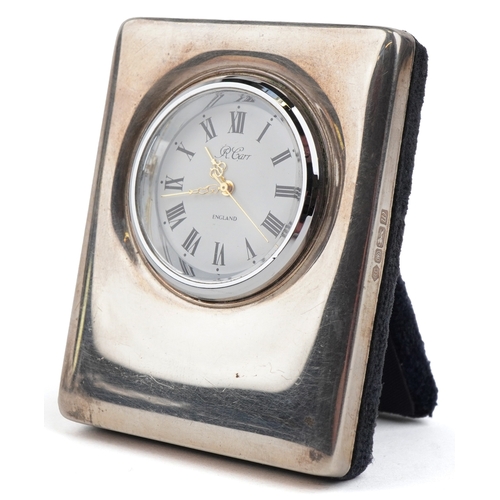 3623 - Carrs, a miniature silver easel clock, Sheffield 1996, 6.5cm x 5cm.