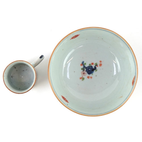 505 - Chinese porcelain comprising a footed bowl with hand painted floral decoration and a coffee can pain... 
