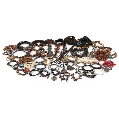 3479 - Middle Eastern jewellery including African beadwork, scarab beetle design beads and belts.