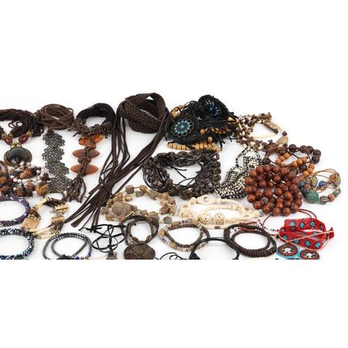 3479 - Middle Eastern jewellery including African beadwork, scarab beetle design beads and belts.