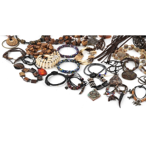 3479 - Middle Eastern jewellery including African beadwork, scarab beetle design beads and belts.