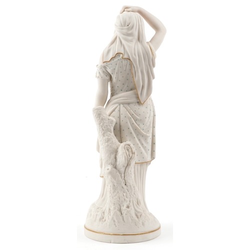 109 - A late 19th century Parian Ware figure of Cassandra, with gilt decoration, 38cm high.