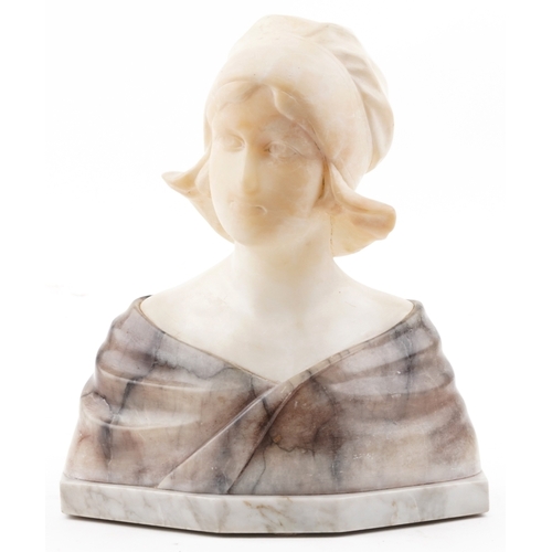 108 - Gustave van Vaerenbergh - A carved marble head and shoulders portrait bust of a young woman, signed,... 