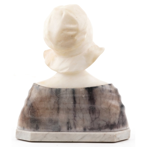 108 - Gustave van Vaerenbergh - A carved marble head and shoulders portrait bust of a young woman, signed,... 