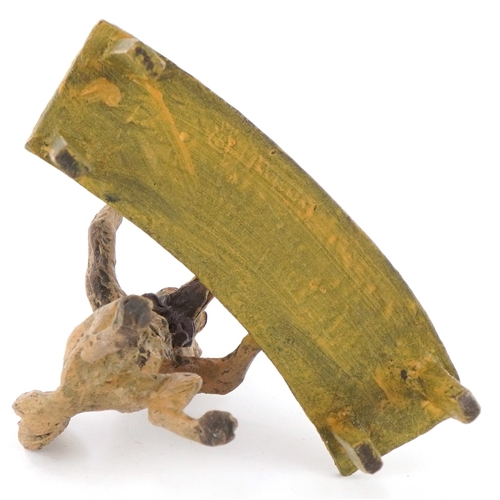 498 - After Franz Bergmann, an Austrian cold painted bronze modelled as a wolf playing cards, bearing impr... 