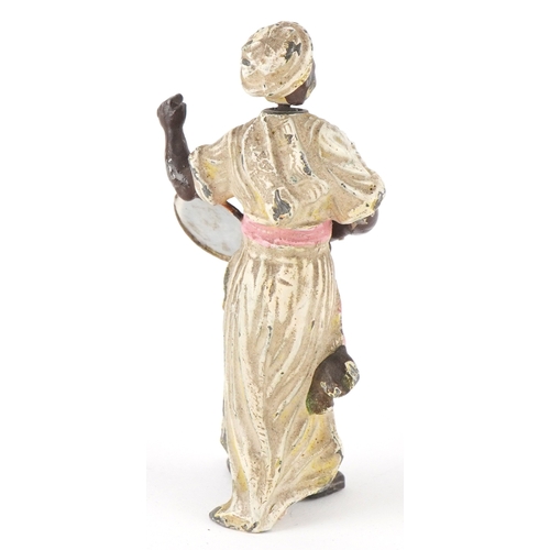 497 - After Franz Bergmann, an Austrian cold painted bronze 'Nodder' of an Arabic man playing a musical in... 