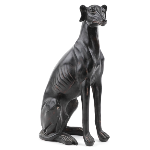 1536 - A late 20th century bronzed resin sculpture of a Greyhound, 40cm high.