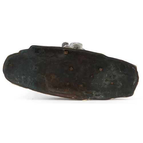 106 - After Guillaume Coustou (1677-1746) - A large brown patinated bronze 'Marly Horse and Groom', signed... 