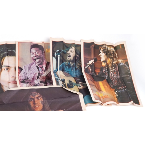 2601 - Ten 1970s musician and singer music posters by Sounds & Disc comprising George Harrison, Maggie Bell... 