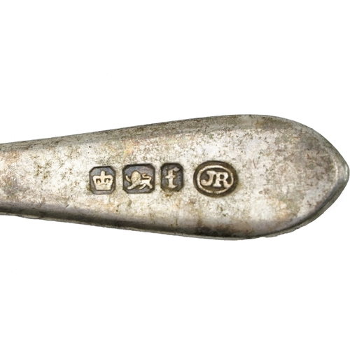 3712 - Victorian and later silver and enamel spoons, the largest 13cm in length, total 78.4g.