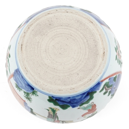 196 - A Chinese porcelain jardinière hand painted in the famille verte palette with Geishas and children p... 