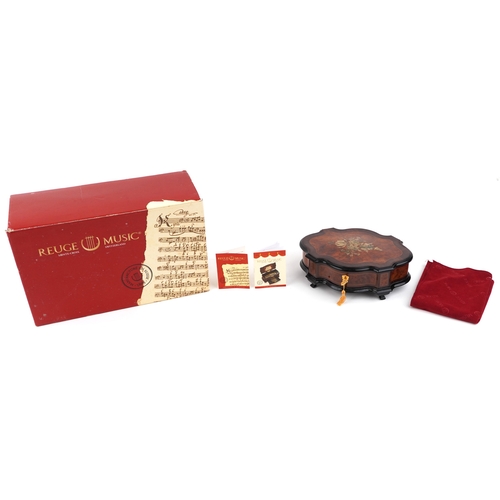 2603 - A Reuge Music rosewood and burr walnut mechanical music box playing F Chopin, 11cm high x 27cm wide ... 
