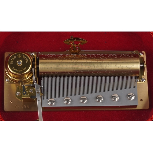 2603 - A Reuge Music rosewood and burr walnut mechanical music box playing F Chopin, 11cm high x 27cm wide ... 