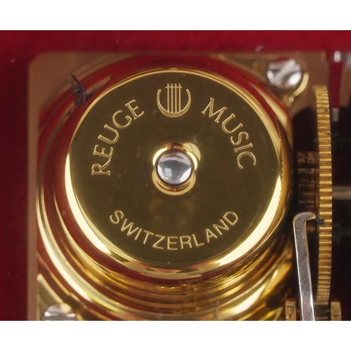 2603 - A Reuge Music rosewood and burr walnut mechanical music box playing F Chopin, 11cm high x 27cm wide ... 