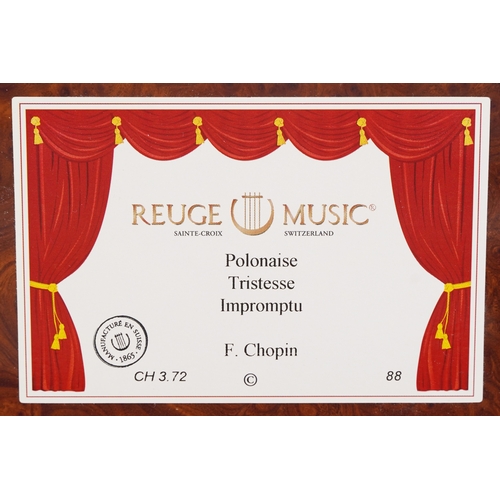 2603 - A Reuge Music rosewood and burr walnut mechanical music box playing F Chopin, 11cm high x 27cm wide ... 