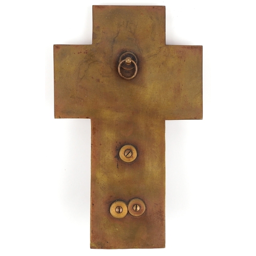 577 - An early 19th century gilt brass, agate and champlevé enamel water font, 23.5cm high.