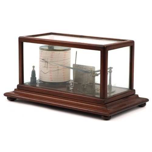 317 - An early 20th century mahogany cased barograph inscribed John Nix Eastbourne, NOC 2028, the movement... 