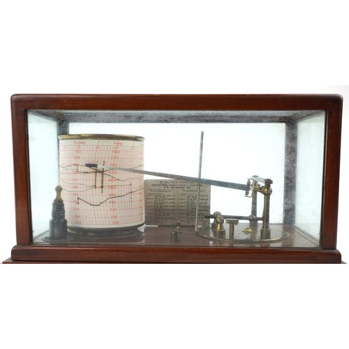 317 - An early 20th century mahogany cased barograph inscribed John Nix Eastbourne, NOC 2028, the movement... 