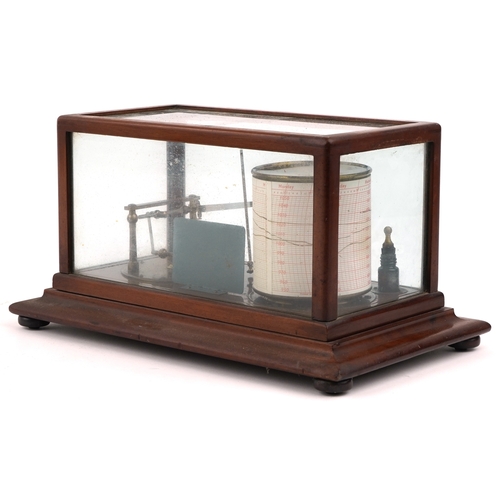 317 - An early 20th century mahogany cased barograph inscribed John Nix Eastbourne, NOC 2028, the movement... 