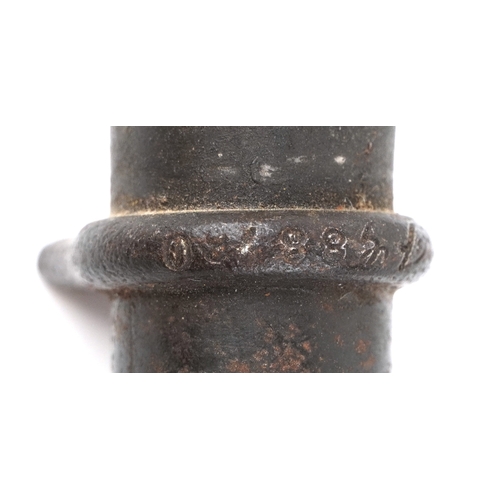 2851 - A French military interest bayonet and scabbard with cross blade, the handle and scabbard numbered 8... 