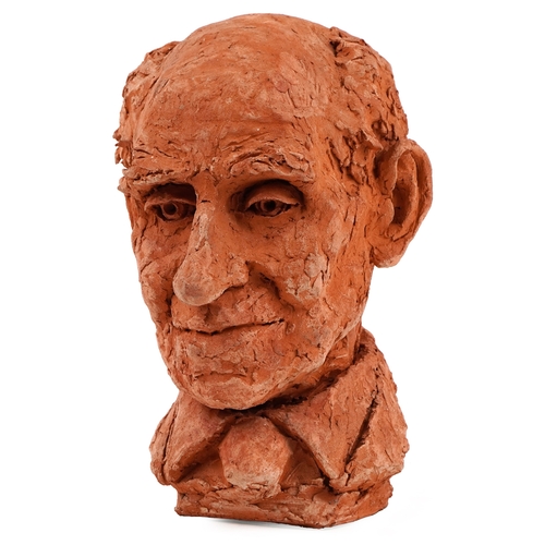 118 - A 20th century pottery portrait bust of an elderly gentleman, 27cm high.