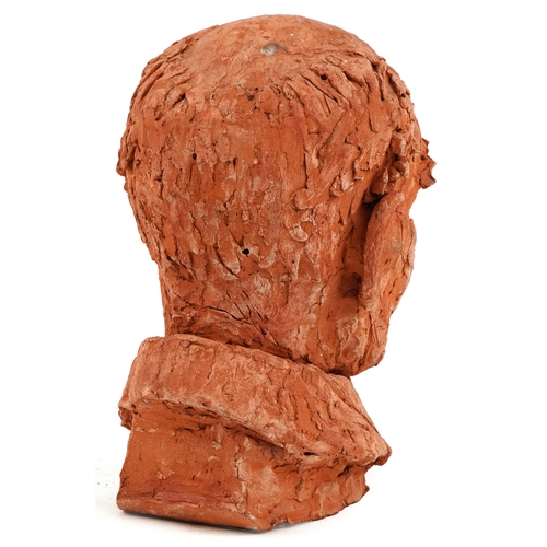 118 - A 20th century pottery portrait bust of an elderly gentleman, 27cm high.