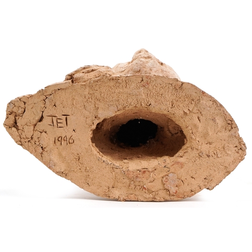 116 - A 20th century pottery head and shoulders portrait bust of a young woman, 33cm high.