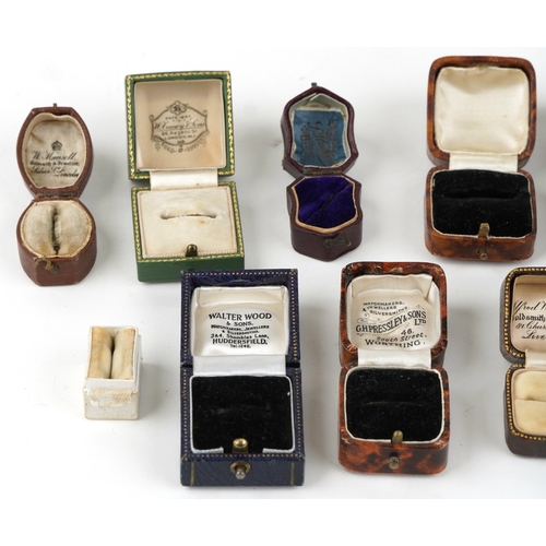 3481 - A collection of antique and later jewellery's ring boxes including G H Pressley & Sons Worthing, E T... 