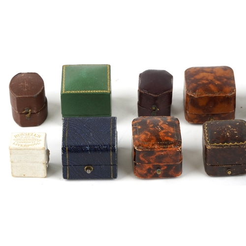 3481 - A collection of antique and later jewellery's ring boxes including G H Pressley & Sons Worthing, E T... 
