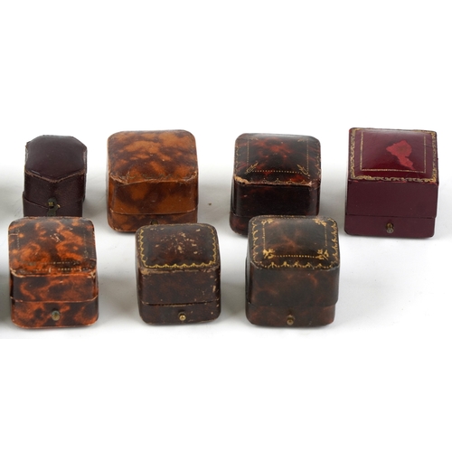 3481 - A collection of antique and later jewellery's ring boxes including G H Pressley & Sons Worthing, E T... 