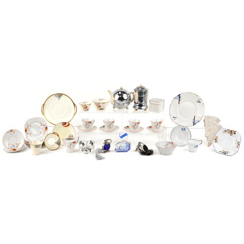 336 - Art Deco porcelain, glassware and metalware including a Czechoslovakian part tea service, Shelley, F... 