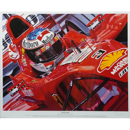 1342 - Colin Carter - Seeing Red (1999 Imola Grand Prix), a signed and editioned print 150/250, framed and ... 