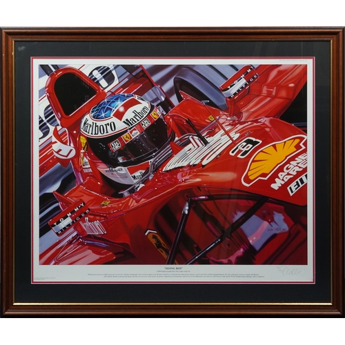 1342 - Colin Carter - Seeing Red (1999 Imola Grand Prix), a signed and editioned print 150/250, framed and ... 